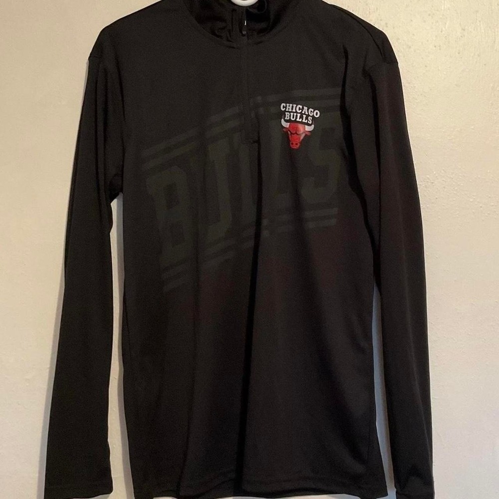 NBA Chicago Bulls Quarter Zip Top Mens Small‎ Black Excellent Performance Shirt